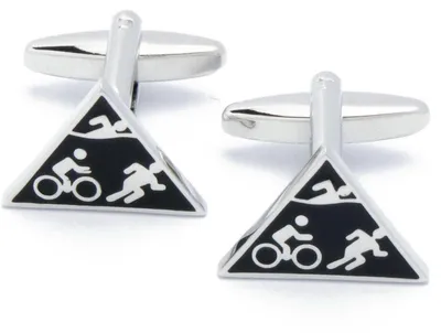 Productafbeelding van Manchetknopen Triathlon Thema - Sportief Design in Zwart en Zilver