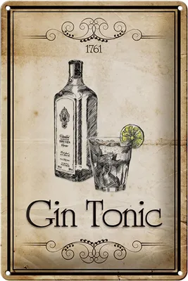 Produktbild von Blechschild Alkohol 20x30cm 1761 Gin tonic Retro