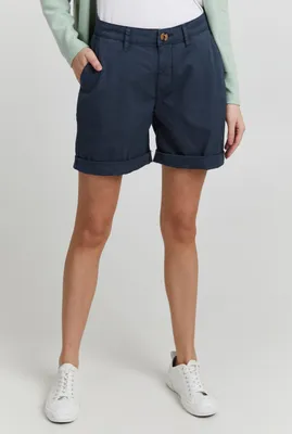 Produktbild von OXMO OXCharline Damen Shorts Chinoshorts kurze Hose mit Eingrifftaschen Gürtelschlaufen Baumwollmischung Regular fit