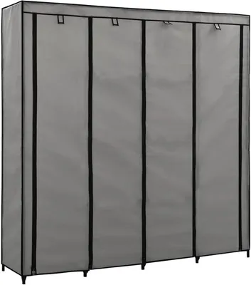 Obrázek produktu pro Šatní skříň se 4 zásuvkami, šedá, rozměry 175 x 45 x 170 cm, skříň do ložnice, šatní skříně, komoda, systém pro úložný prostor, skříň do domácnosti - 282448