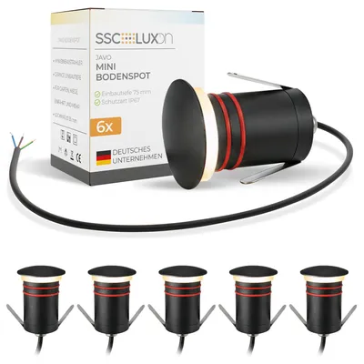 Produktbild von SSC-LUXon 6x JAVO Mini Garten Boden Einbau LED Leuchten 230V Licht indirekt blendfrei - Bodenlampen IP67 trittsicher wetterfest