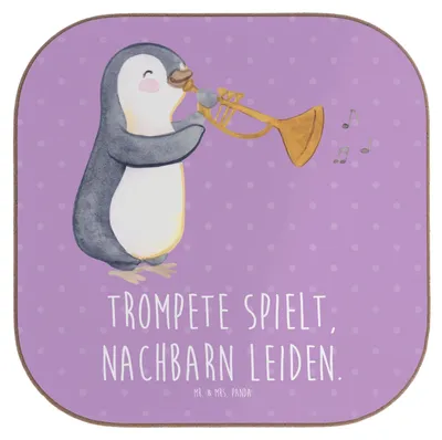 Produktbild von Mr. & Mrs. Panda Untersetzer für Gläser Trompete Freude - Lavendeltraum - Geschenk, Tischschoner, Glas, Nachbarschaft, Musik, Lernen, laut, Flaschenuntersetzer, Coaster