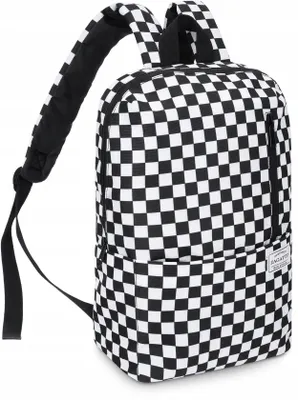 Immagine prodotto di Zaino da donna a quadri, urbano in bianco e nero per la scuola, ZAGATTO, zaino da donna/uomo A4, 16L, spallacci regolabili, 40x32x13/ZG692