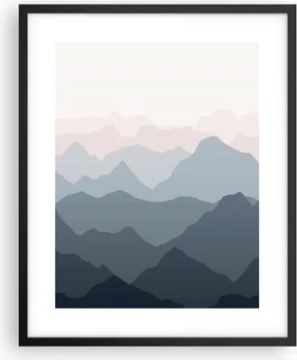 Produktbild von Gerahmtes Poster - Schwarzer Rahmen - Berge Grafiken Buntstift - 40x50 cm - Wand Bild - Wanddeko - Wandbilder - Kunstposter - Wandposter - Bilderrahmen - Bilder - Kunstdruck - P2BPA40x50-4389