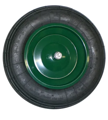 Productafbeelding van LIMEX Reservewiel, wiel 3,5 x 8 inch, stalen velg voor kruiwagen of tuinkarik, groen, inclusief as