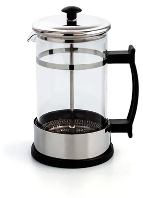 French Press Kaffeebereiter, 60 cl, Glas, Edelstahlfilter, transparent