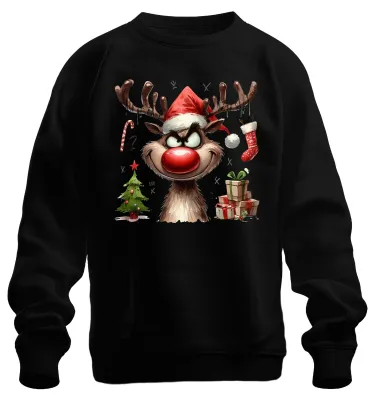 Immagine prodotto di Renna Cervo Alce Naso Rosso Rudolf - Natale Natale Maglione Unisex, Nero, XL