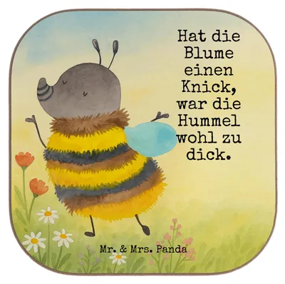 Produktbild von Mr. & Mrs. Panda unterleger Hummel flauschig Design - Weiß - Geschenk, Untersetzer Glas, gläseruntersetzer, für Gläser, Natur, Holzuntersetzer, Lustige Sprüche, Blume