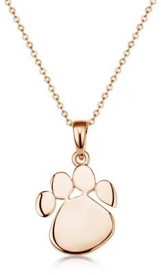 Image de MATERIA - Pendentif pour femme en or, patte d'animal, argent 925 plaqué or, collier avec pendentif en forme de patte d'animal KA-408-Rose