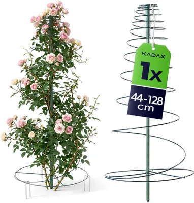 Immagine prodotto di KADAX Supporto per piante 44–128 cm, spirale rampicante in acciaio verniciato a polvere, supporto a spirale per piante rampicanti come clematidi e rose rampicanti, asta a spirale