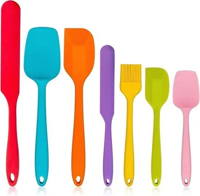 Immagine prodotto di Set di spatole resistenti al calore, 7 pezzi, flessibili, antiaderenti, per la cottura al forno e in cucina