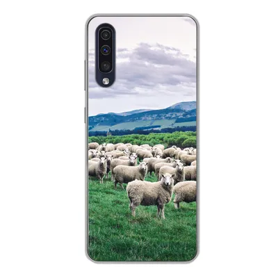 Produktbild von MuchoWow® Handyhülle Schutzhülle Hülle für Samsung Galaxy A50 Schafe - Natur - Gras Silikon Softcase Handy Hülle - Mobiltelefonhülle