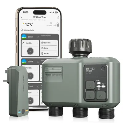 Produktbild von Smart WLAN Bewässerungscomputer 3 Zonen, HCT-638-HCG-003 Garten Bewässerungstimer mit RF433 Fernbedienung, automatische Bewässerungssteuerung