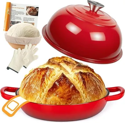 Imagen del producto de Olla holandesa de esmalte Silecomplaza Gusseisen, 5,7 litros, ideal para hornear pan, especialmente pan de masa madre