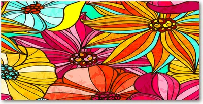 Produktbild von Tulup Glas-Bild -140x70- Wandkunst Dekorative Wand für Küche & Wohnzimmer - Blumen & Pflanzen - Blumenmuster - Rosa