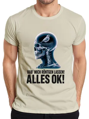 Immagine prodotto di Ho fatto una radiografia! TUTTO A POSTO! T-shirt da uomo con scritta "Teschio" e tono sarcastico, colore naturale, taglia XXL