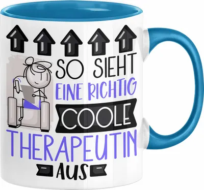 Produktbild von Therapeutin Geschenk Tasse Lustig Geschenkidee für Therapeutin Geburtstag So Sieht Eine Richtig Coole Therapeutin Aus Frauen Spruch (Blau)