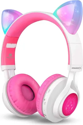 Produktbild von Riwbox CT-7 Bluetooth-Kopfhörer Cat Ear LED kabellos Faltbare Kopfhörer über dem Ohr mit Mikrofon und Lautstärkeregler für Smartphones/Laptop/PC/TV