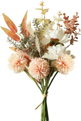 Produktbild von Kunstblumen Künstliche Pflanzen Blumen Deko Seidenblumen Hortensien Blumenarrangements Kernstück Hochzeit Blumenstrauß(Champagner)