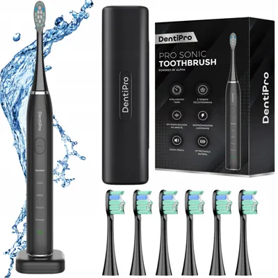 Obrázok produktu pre Sonická zubná kefka Dentipro, 5 režimov, 6 hlavíc, puzdro, výdrž až 45 dní. Alpha