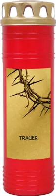 Image de Bougie funéraire rouge 170h ( couvercle or ) - deuil