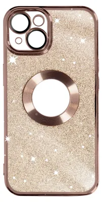Produktbild von Avizar, Glitzer-Silikonhülle mit Chromumrandung für Apple iPhone 14 Plus, Champagnerrosa