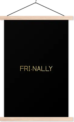 Produktbild von MuchoWow® Textilposter Zitat - Freitag - Gold - Schwarz 40x60 cm mit holzfarbenen Rahmen - Poster