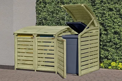Produktbild von Mülltonnenabtrennung für 3 Tonnen 240 Liter Mülltonnenbox Mülltonnenverkleidung aus Holz KDI