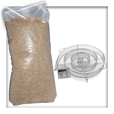 Produktbild von 15 kg Buche Räucherspäne mit Kaltrauchgenerator Edelstahl Kaltraucherzeuger Rund Rauchgenerator Kalträucherspirale für Kugelgrill Smoker und Räucherofen