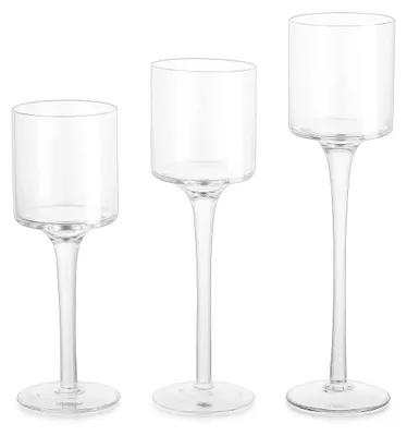 3er Set Glas-Teelichthalter, Höhen 20/23/26 cm, für Teelichter