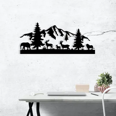 Obrázok produktu pre Wallity, Mountaın, dekorácia na stenu, čierna, kov, 70 x 30 cm