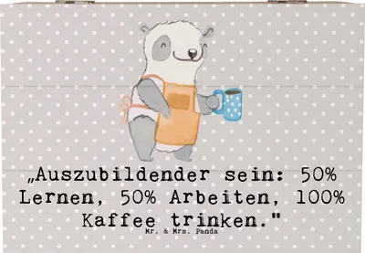 Produktbild von Mr. & Mrs. Panda Box Auszubildender 22 x 15 cm - Grau Pastell - Geschenk, kiste holz, berufliche Entwicklung, Beruf, Berufsprodukte, Berufsalltag, fotobox, Entdecken