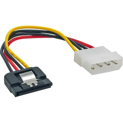 Produktbild von InLine SATA Stromadap.-Kab., 1x 13,34cm (5,25") BU/15pol SATA ST, Lasche, 0,30m, SATA 15-Pin, Molex (4-pin), 0,3 m, Stecker/Stecker, Gerade, Gerade