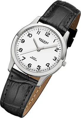 Produktbild von Regent Damen Lederarmband Uhr schwarz F-1073 Quarzuhr URF1073