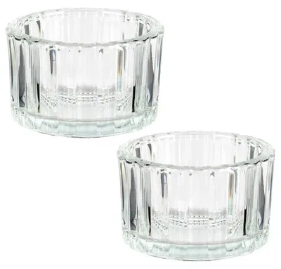Image de Support en verre pour bougies chauffe-plat - Lot de 2 - 5,7 cm - Verre - Bougies non incluses