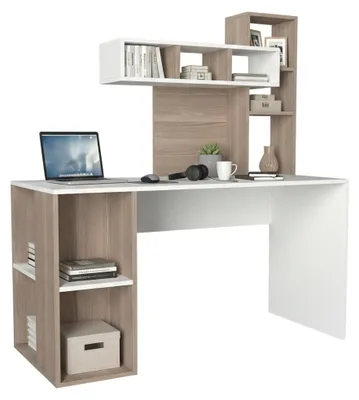 Produktbild von Recetto - Schreibtisch, 140x60x154h cm Weiß, 6 Regale