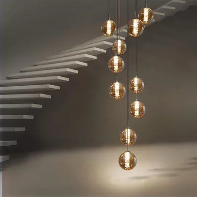 Produktbild von ZMH Pendelleuchte esstisch 10 Flammig Bernstein Pendellampe Höheverstellbar Kronleuchter Hängeleuchte  Glas für Wohnzimmer Schlafzimmer Küche Flur