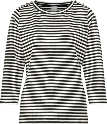 Produktbild von Rabe T-Shirt 3/4-Arm Rundhalsausschnitt Streifenmuster Schwarz Größe 52