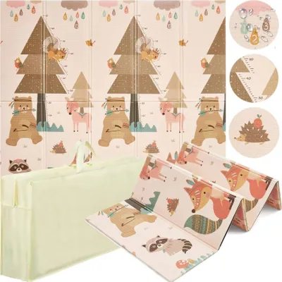 Produktbild von 4FIZJO Faltbare Spielmatte, 200 x 180 cm, XPE, Baby Kinder, Wald und Ballon