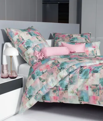 Produktbild von Janine Mako-Satin Bettwäsche Milano 45003-02 pastelltürkis wildrose 135x200 cm + 80x80 cm