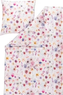 Produktbild von Estella Mako-Satin Bettwäsche 135x200 Elfie mauve Blüten Aquarell rosa 7271-065