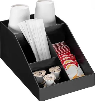 Produktbild von Famanu Küchenorganizer - Kaffee und Tee Organizer - Kaffeekapsel Halter - 25,4 x 16 x 12,3 cm - 4 Fächer - Schwarz