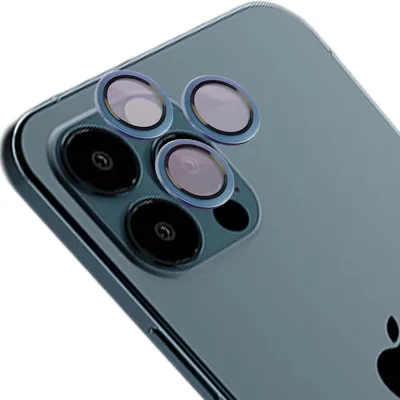Produktbild von Szkło hartowane na aparat Bizon Glass Snap Lens do iPhone 12 Pro Max, 1 zestaw, morska ramka