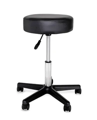 Zdjęcie produktu dla taboret obrotowy dibea, taboret roboczy z płynną regulacją wysokości i obrotem 360°, tapicerka z imitacji skóry i 5 kółek, czarny