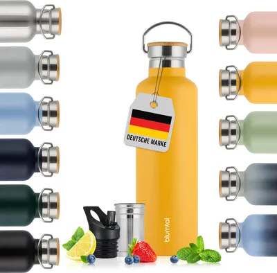 Produktbild von Blumtal Thermosflasche 750ml - doppelwandige Trinkflasche Edelstahl 750ml - Isolierflasche 750ml BPA frei Dunkelgelb
