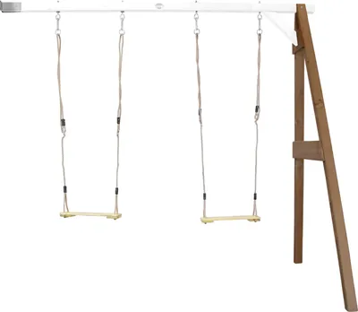 Produktbild von AXI Schaukel in Braun / Weiß aus  Holz | Doppelschaukel für 2 Kinder / Kinderschaukel | Anbauschaukel für den Garten