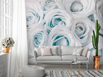 Zdjęcie produktu dla Fototapeta flizelinowa kwiaty róża 400x280 cm fototapeta XXL niebieski biały b-B-0406-a-b