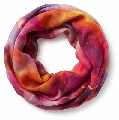 Produktbild von styleBREAKER Damen Loop Schal Aquarell Glow | leichter Schlauchschal 83x48 cm | weiche Viskose | farbenfrohes Boho Tuch für Frühling & Sommer