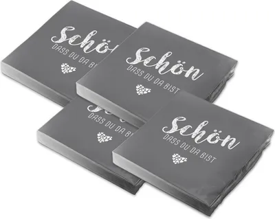Produktbild von itenga 80x Serviette Schön dass du da bist taubengrau