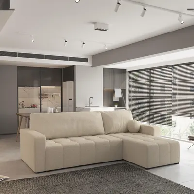 Produktbild von Masseno Ecksofa VOLIRA mit Schlaffunktion L-Form, Sofa mit Bettkasten, Wohnzimmersofa, Couch, Soffa, Bettsofa, Couchgarnitur- Beige, QUELLE 05